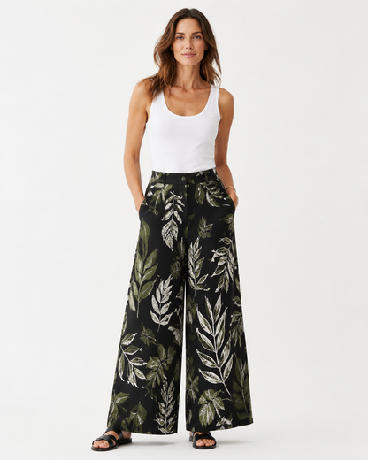 Vivia Botanical Trouser — Black Model