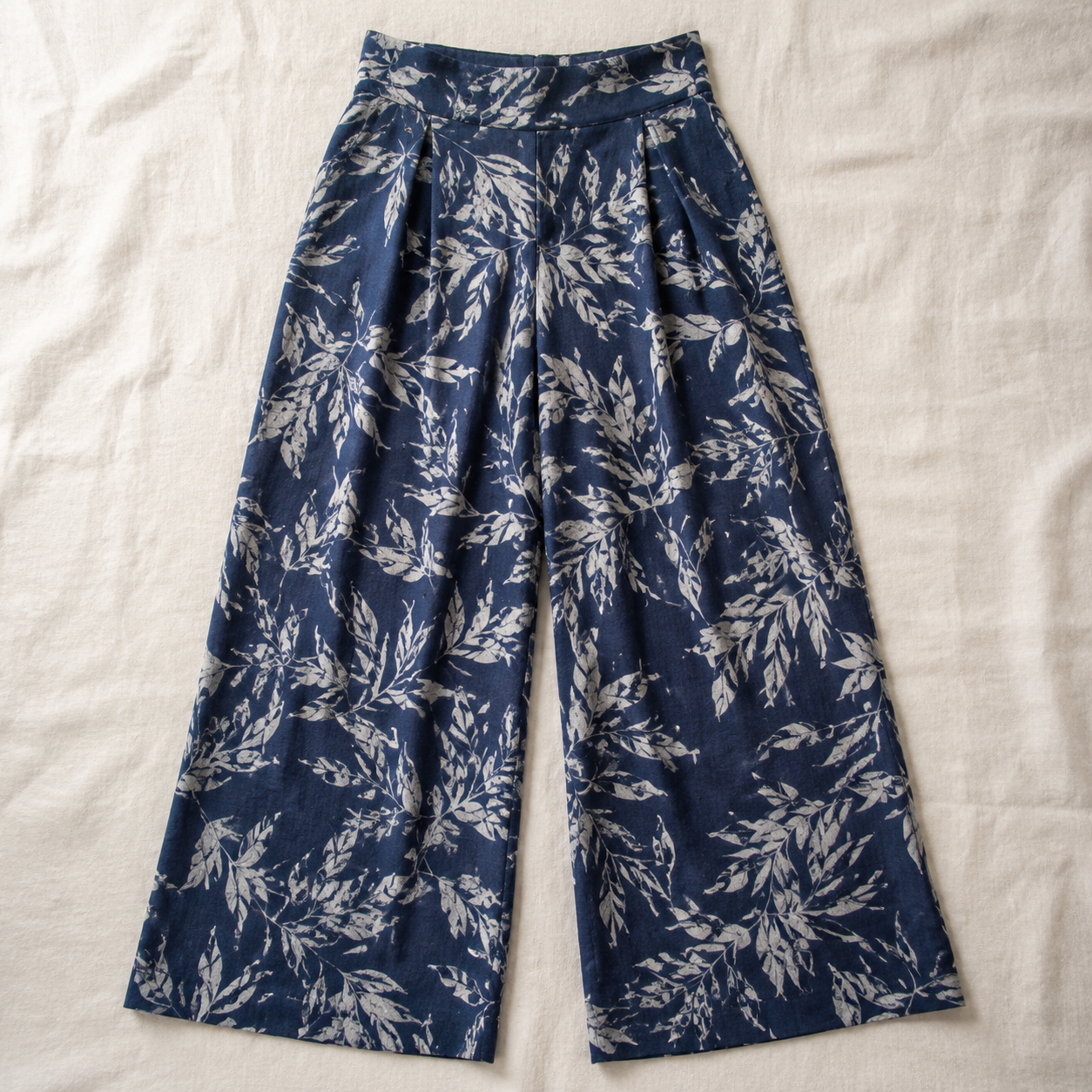 Vivia Botanical Trouser — Blue Flatlay