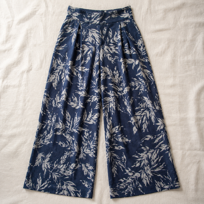 Vivia Botanical Trouser — Blue Flatlay