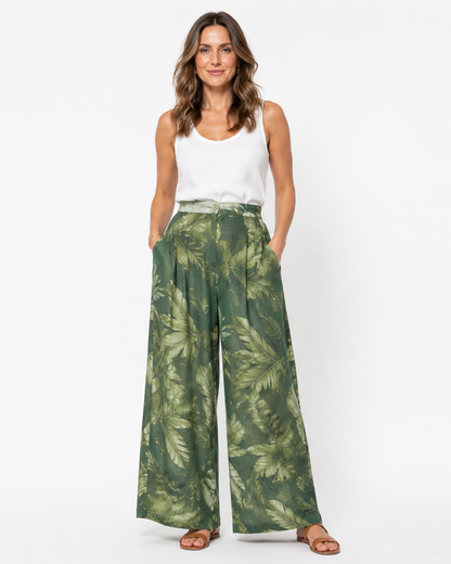 Vivia Botanical Trouser — Green Model