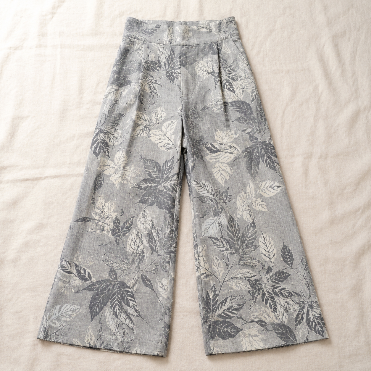 Vivia Botanical Trouser — Grey Flatlay