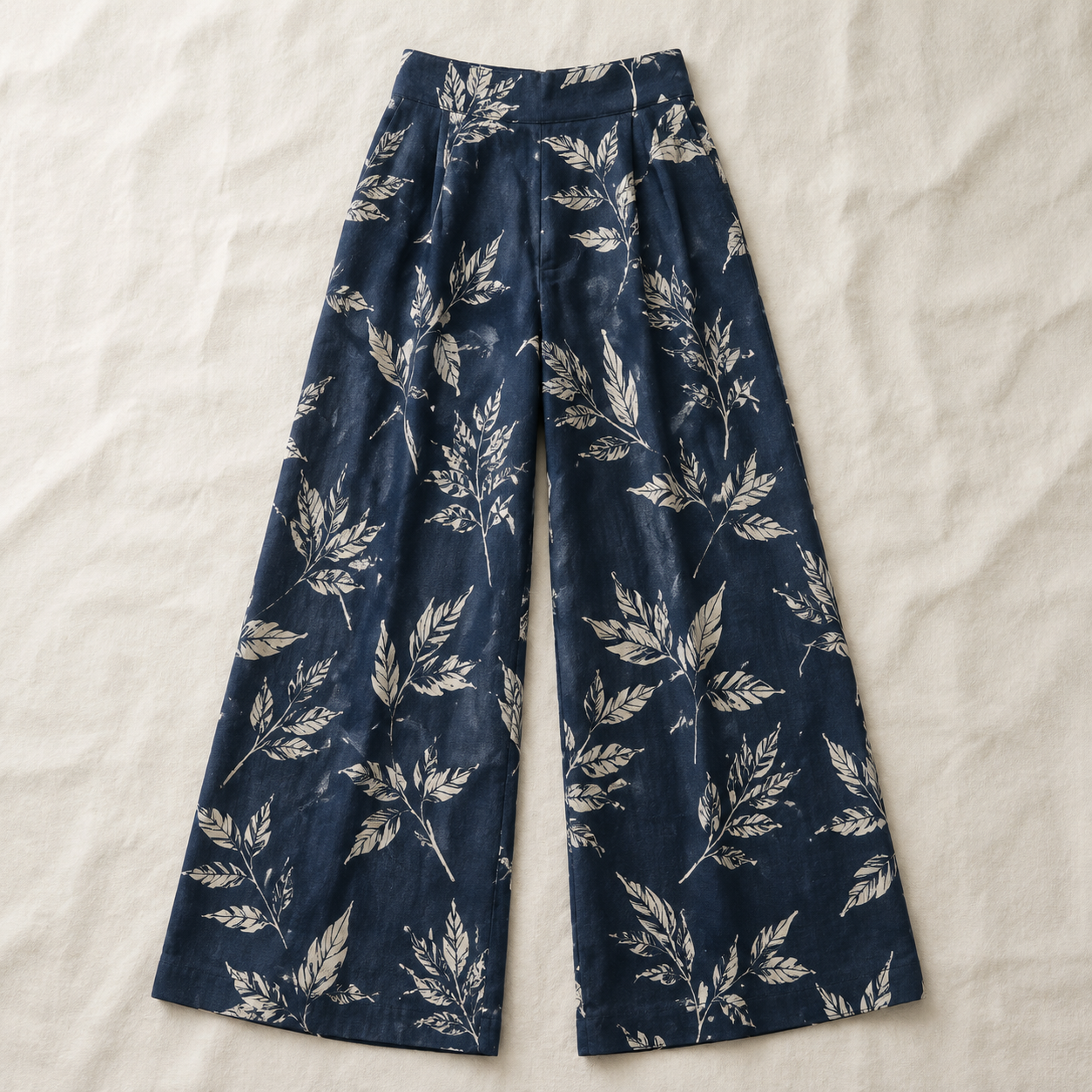 Vivia Botanical Trouser — Navy Flatlay