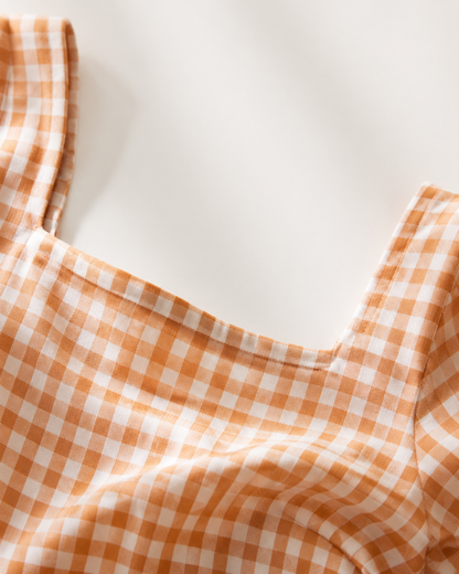 Vivia Gingham Maxi — Apricot Detail