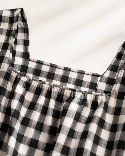 Vivia Gingham Maxi — Black Detail