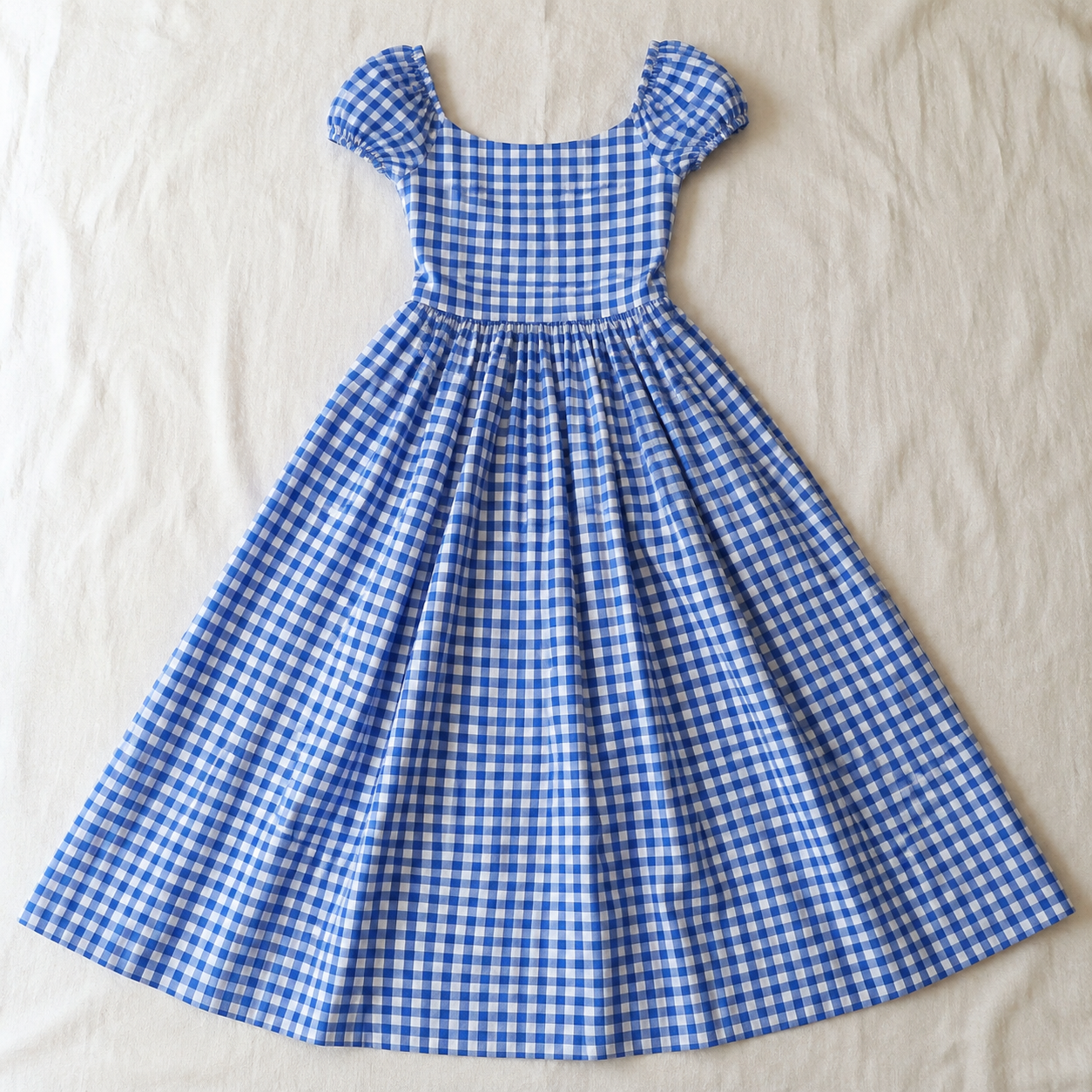Vivia Gingham Maxi — Blue Flatlay