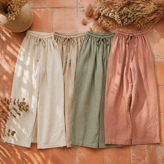 p2 linen trouser cream wall