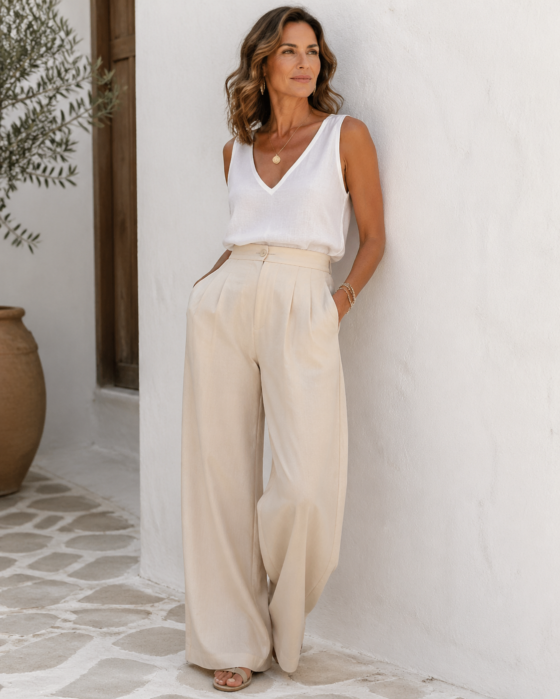 p2 linen trouser duo lifestyle