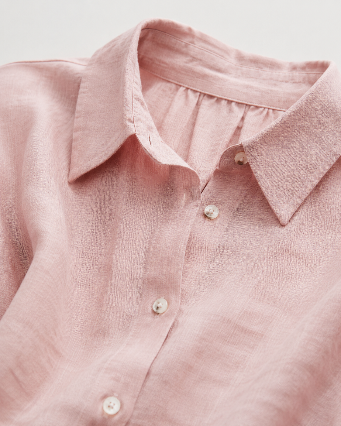 Vivia Linen Shirt Dress — Pink Detail