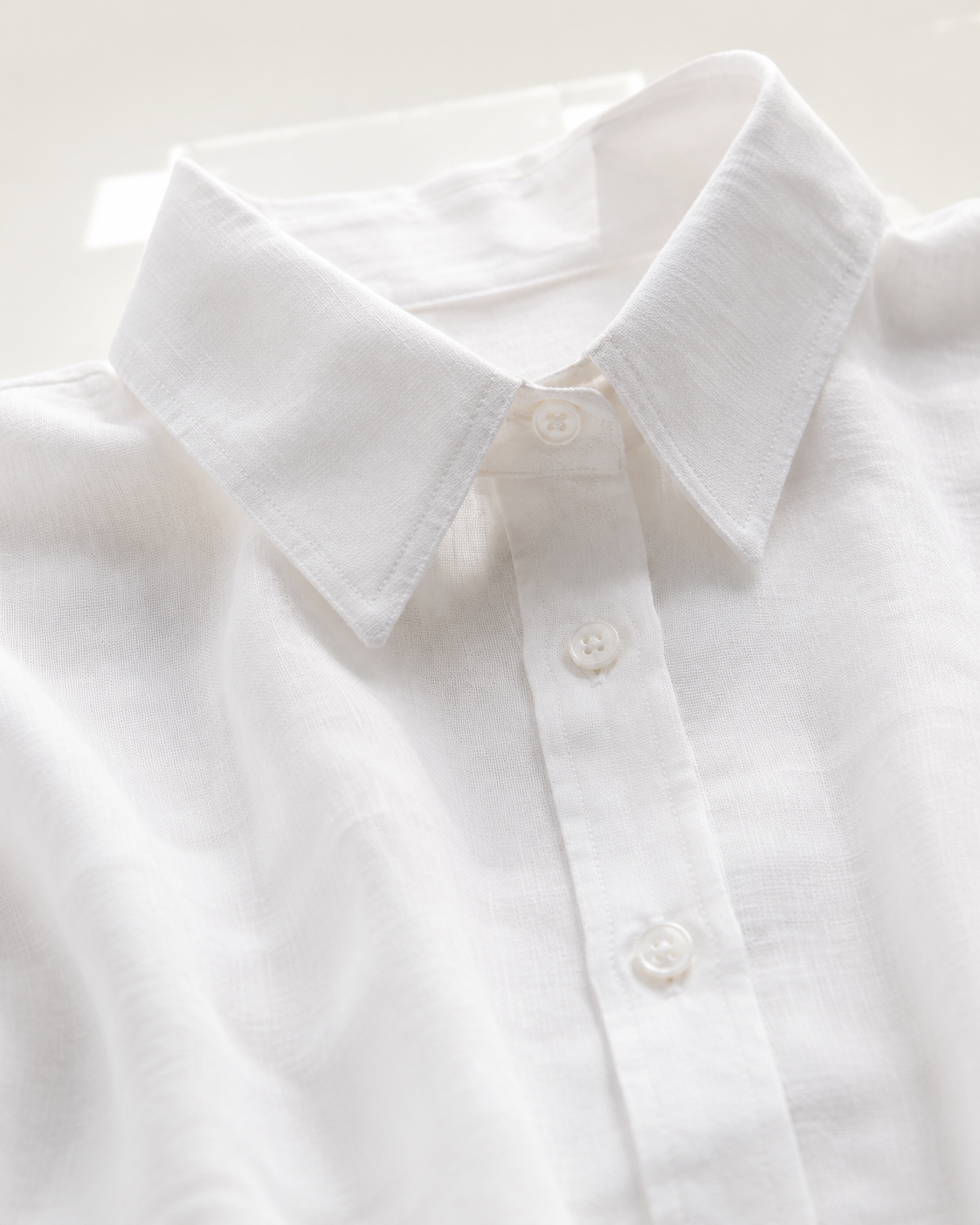 Vivia Linen Shirt Dress — White Detail