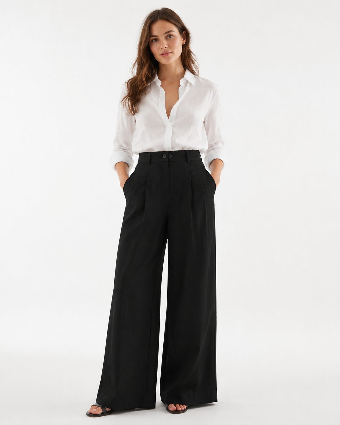 Vivia All-Day Trouser — Classic Black full-length silhouette on white background